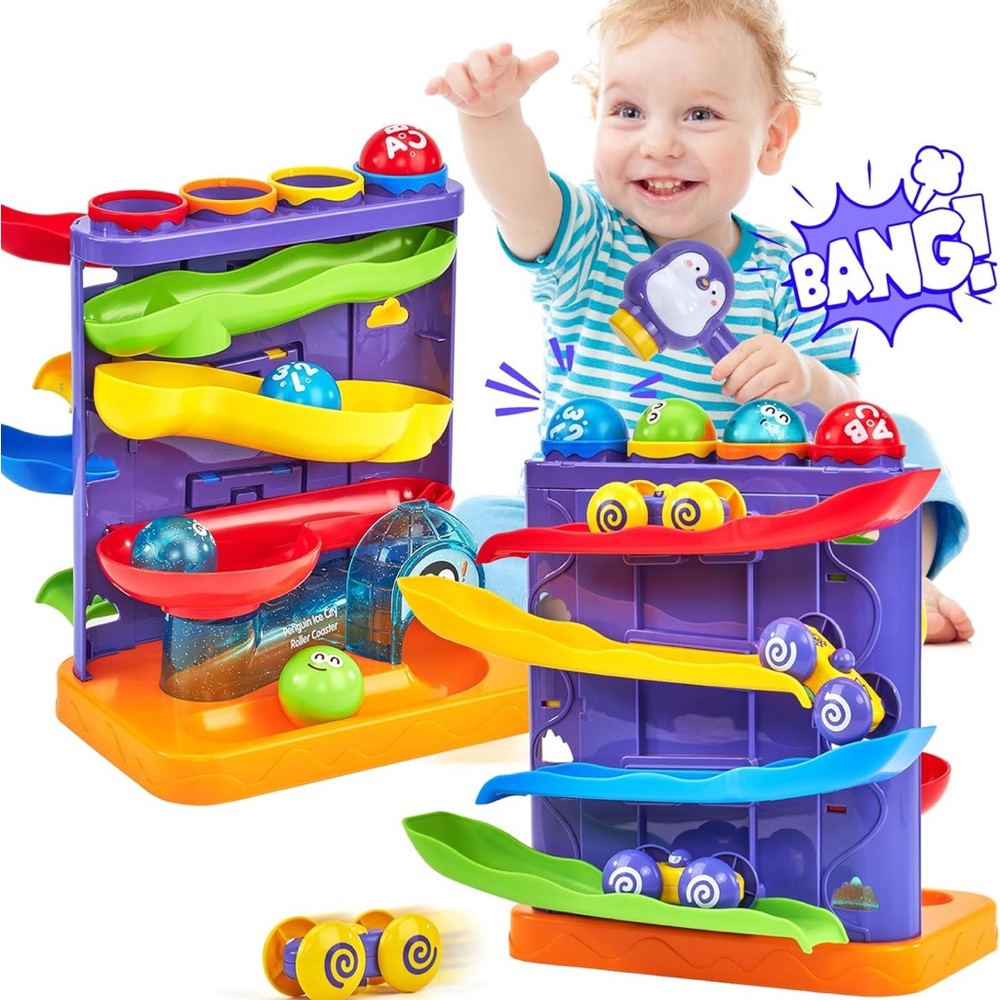 2 in 1 Pound Ball Toy & Car Ramp Race Track